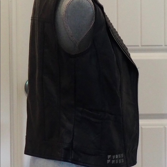 Faux leather Metal square studs black vest - Picture 3 of 5